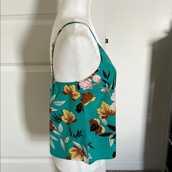EUC Floral Teal Spaghetti Strap Top Small / Medium 6 - Picture 2 of 6